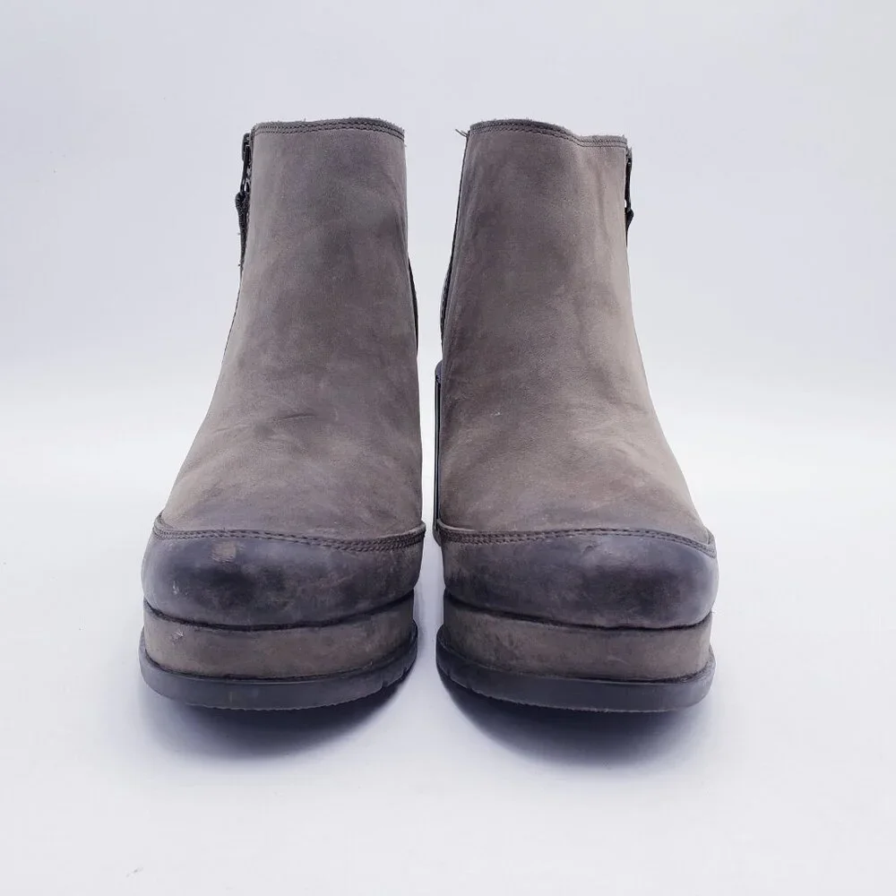 Sorel Blake Ankle Bootie‎ Platform Chunky Block Heel Side Zip Quarry Size 9.5